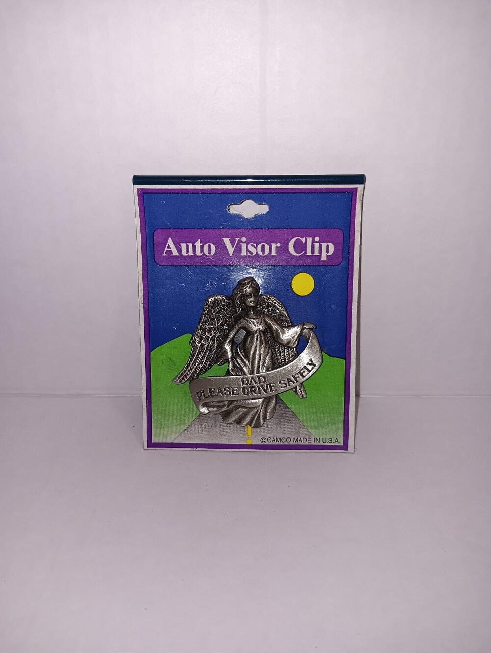 Dad Please Drive Safely Auto Visor Clip – Silver